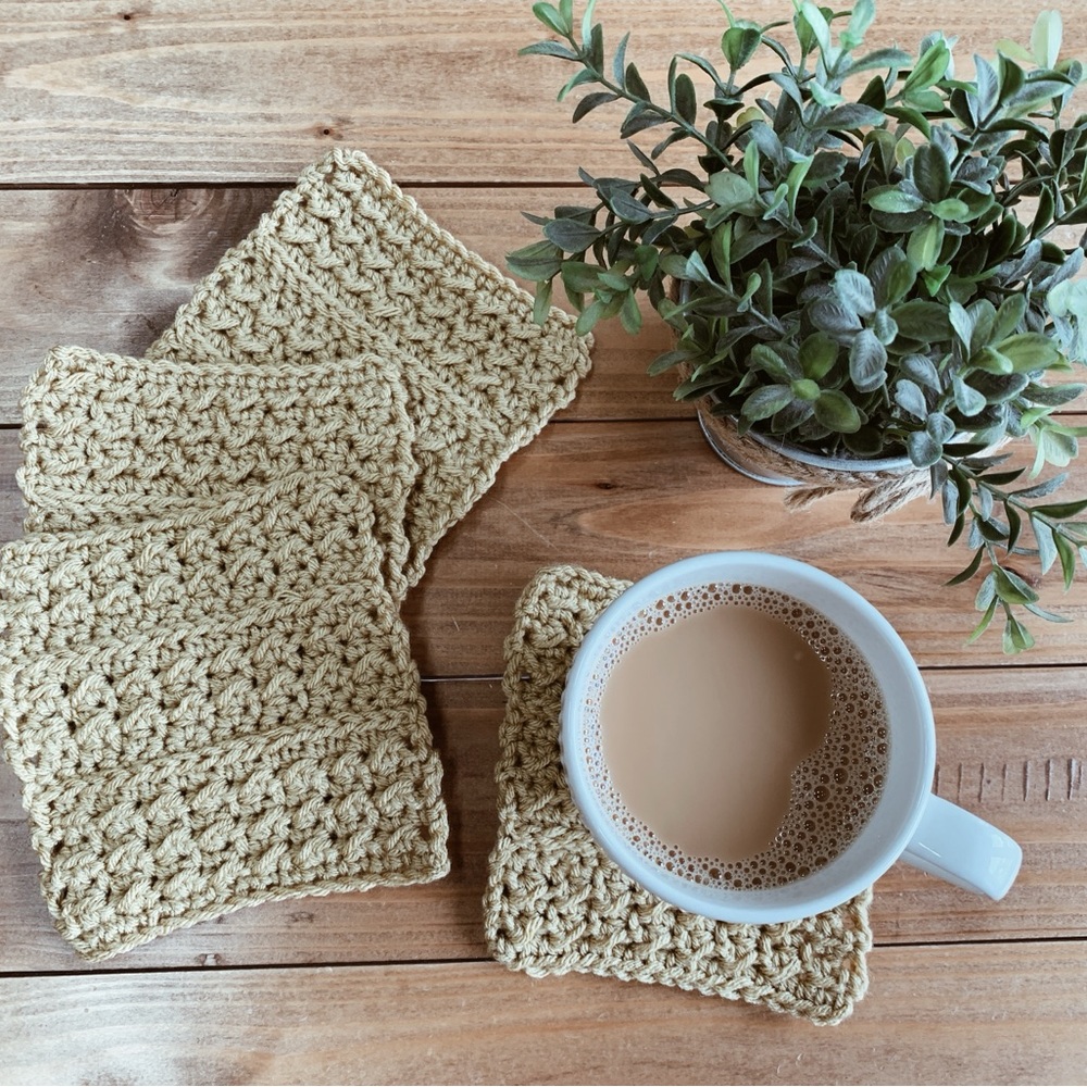 Crochet boho coffee coasters